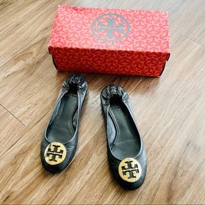 Tory Burch black gold classic reva ballet flat 8